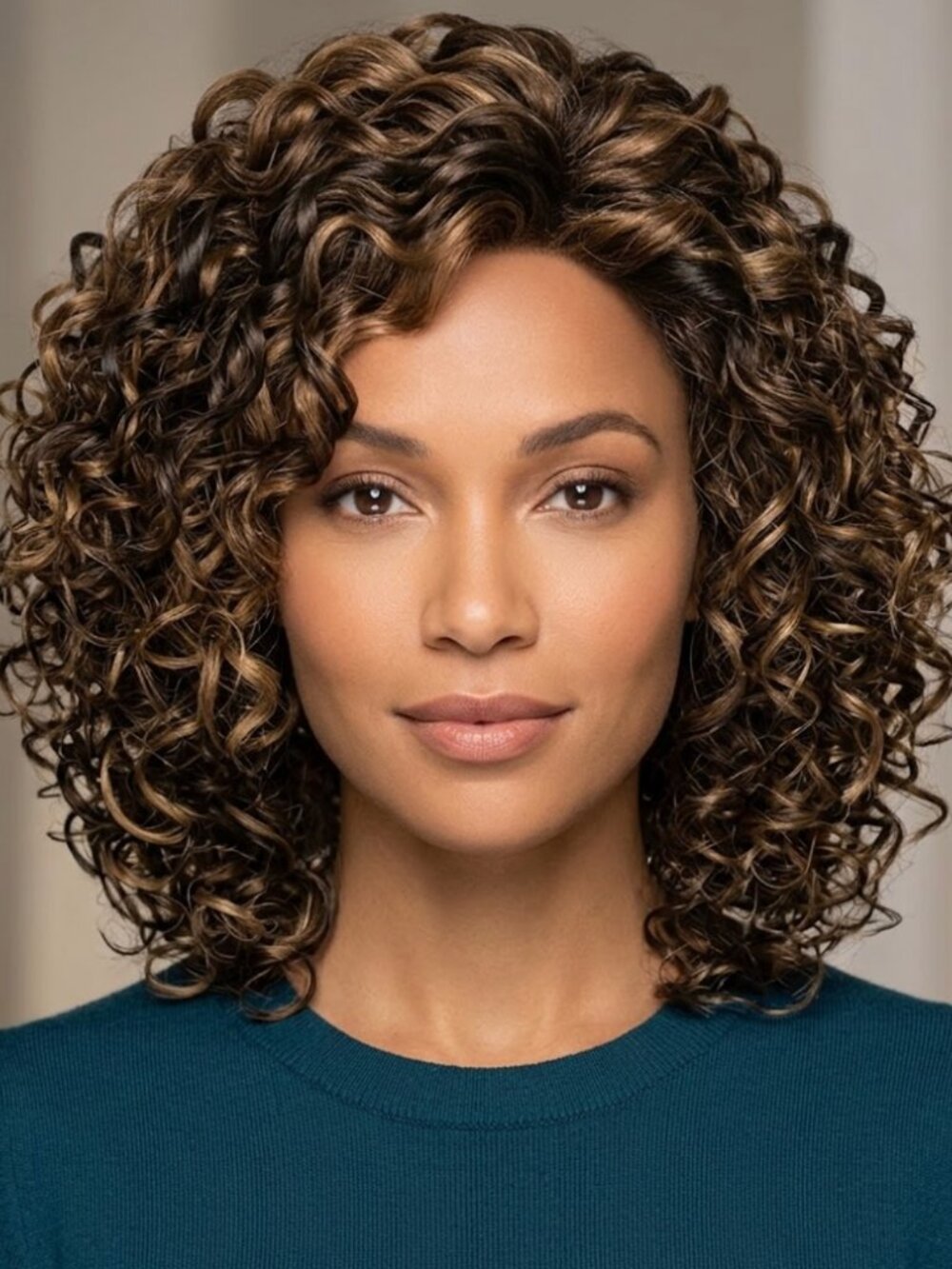 Vivica Fox Oprah-2 Wig Loose Spiral Curl Side Part Black Like New